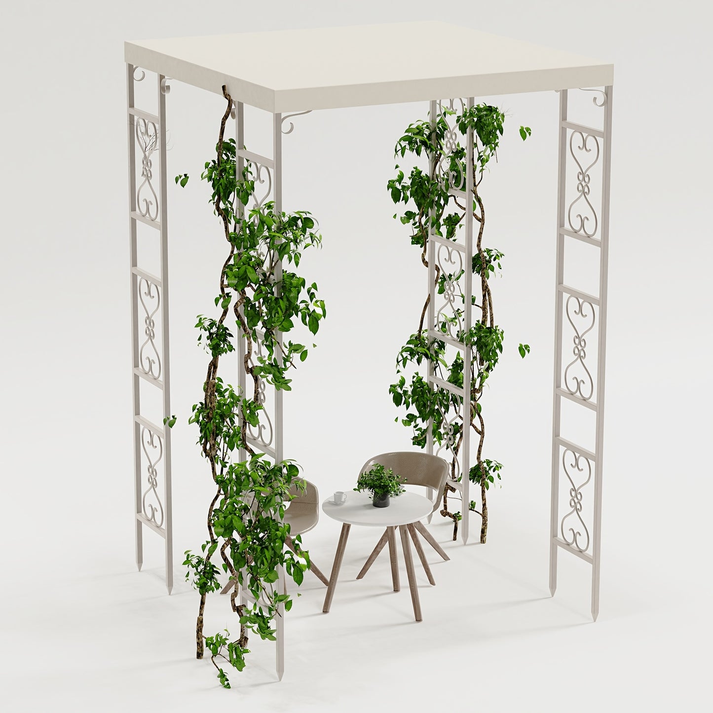 Tuinpaviljoen – Pergola – Prieel – Overkapping – Partytent – Wit Metalen Frame – Waterdicht Canopy – 180x270 cm – Stevig Metalen Pergola Met Ritssluiting
