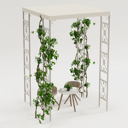 Tuinpaviljoen – Pergola – Prieel – Overkapping – Partytent – Wit Metalen Frame – Waterdicht Canopy – 180x270 cm – Stevig Metalen Pergola Met Ritssluiting