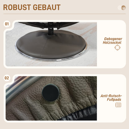 TV-fauteuil – Relaxfauteuil – Recliner – Schommelstoel – Fauteuil met Voetenbank – Verstelbare Rugleuning tot 132° – Hoogwaardig Kunstleer Grijs