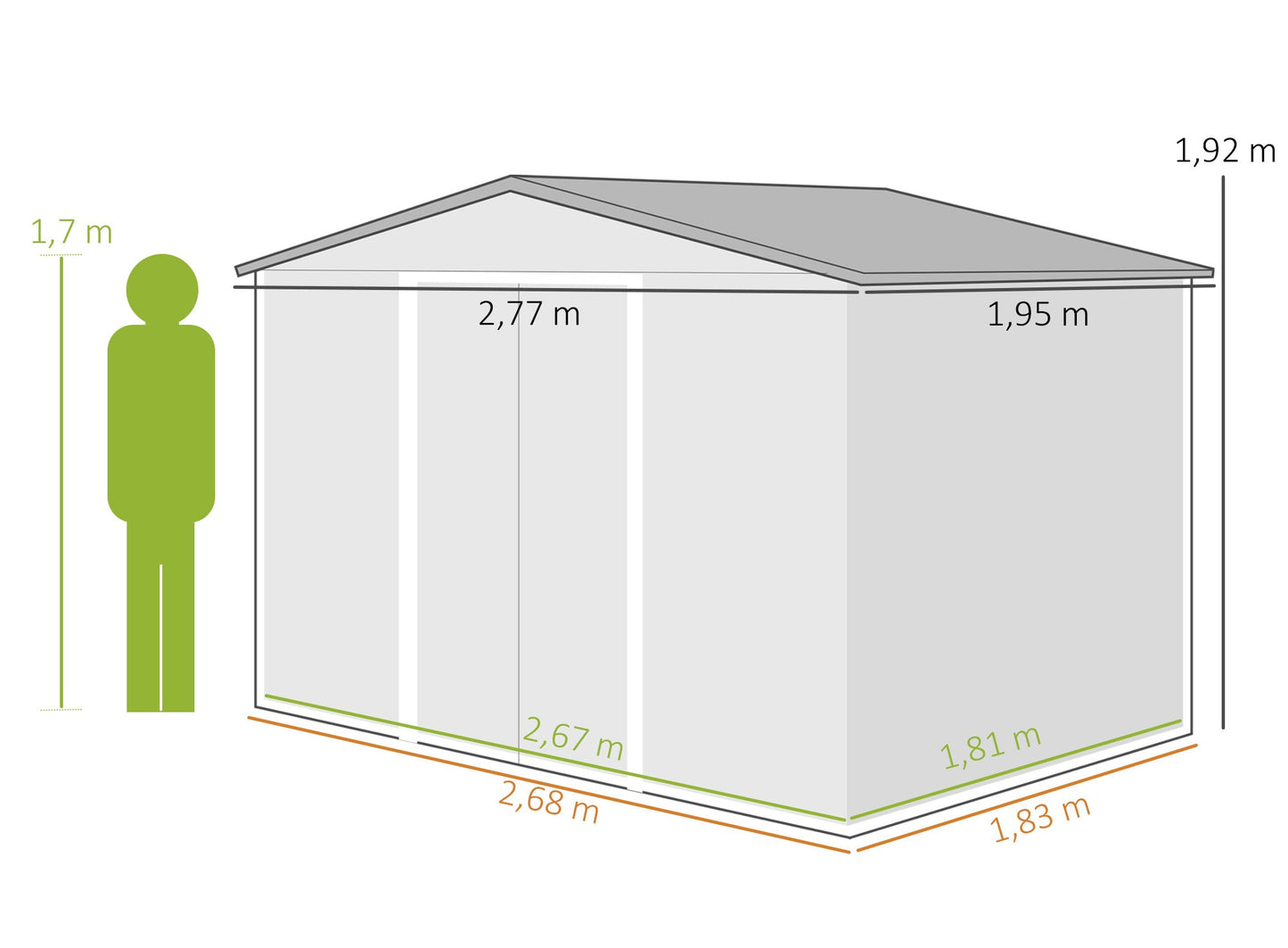 Tuinhuisje – Tuinschuur – Buitenberging – Tuinkast – Metalen Tuinhuis – Groot Opbergvermogen – Weerbestendig Gepoedercoat Staal – Schuifdeur – Ventilatie