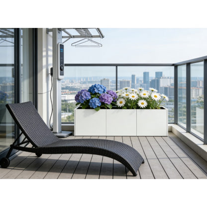 White Plant Pot Compatible for /Outdoor Use - Modern Rectangular Cold-Rolled Steel Planter with Painted, Lightweight Durable Garden Pot for Small Spaces, Balcony, (120x40x40cm) - Assembly, Quick Planting Setup