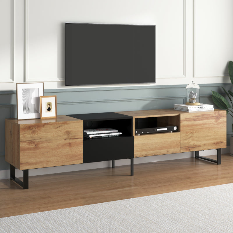 TV-meubel – TV-kast – Tv-meubel – Mediameubel – Modern – Zwart-Houtlook – Ruime Opbergruimte – Stevige MDF Constructie