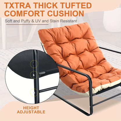 Waterdicht Buiten-2-Zits Reclame-Sofa met Verwijderbare Kussens – Robuust Handmatig Verstelbaar Lounge-Meubel voor Balkon, Tuin of Zwembad (Oranje/Beige)