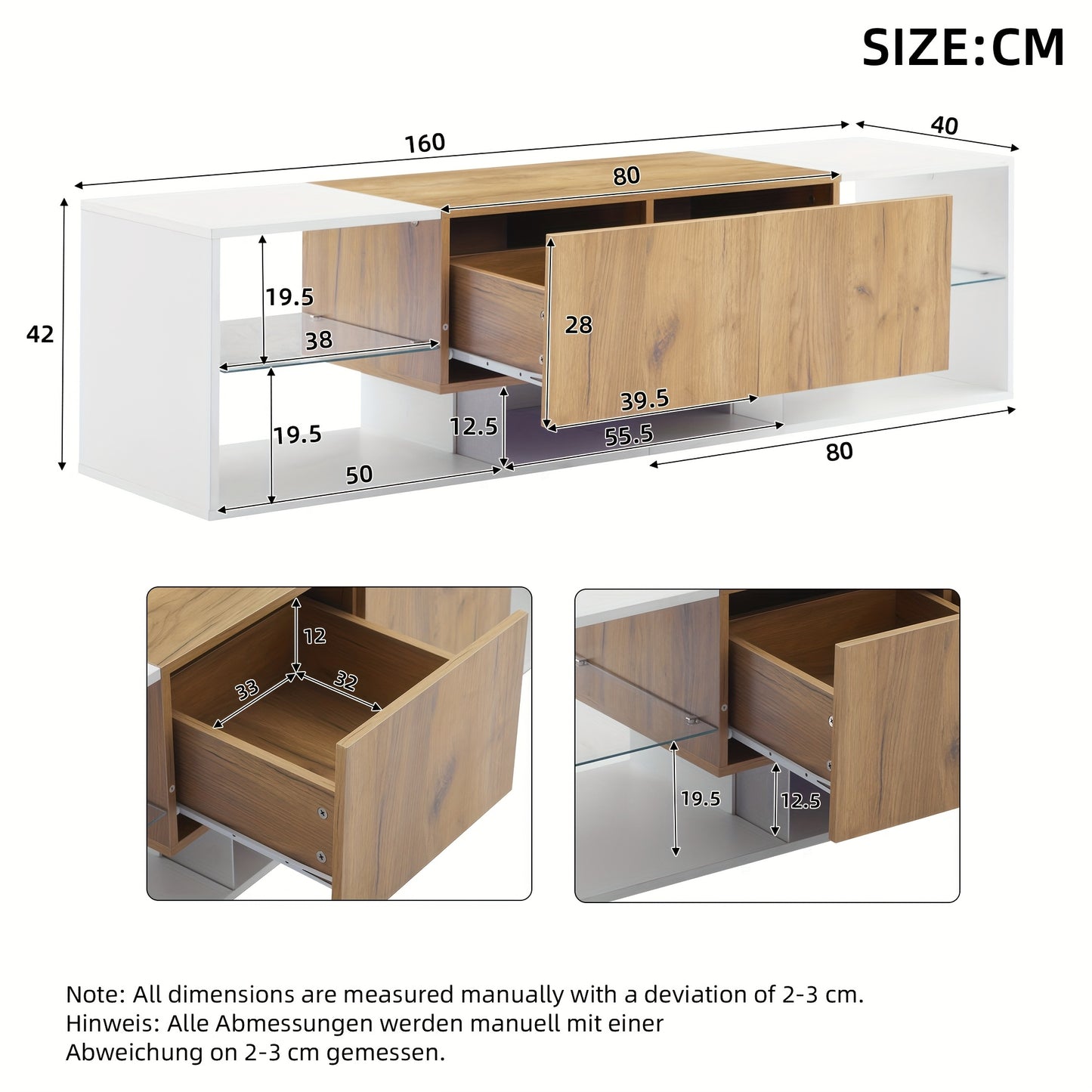 Heavy-Duty Metal TV Stand for up to 70-Inch TVs - Modern Entertainment Center with Glass Panel Shelf & 2 Storage Drawers, Sturdy Construction, Easy Assembly Living Room/Bedroom Media Console - White, Tv Table for Living Room