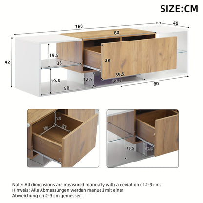 Heavy-Duty Metal TV Stand for up to 70-Inch TVs - Modern Entertainment Center with Glass Panel Shelf & 2 Storage Drawers, Sturdy Construction, Easy Assembly Living Room/Bedroom Media Console - White, Tv Table for Living Room