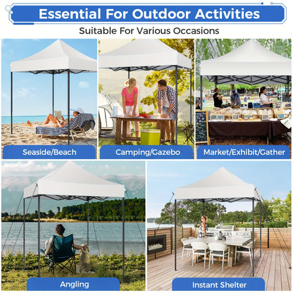 2×2m Pop Up Tent, Folding Gazebo, No Side Walls, With Portable Bag, Easy To Set Up, Height Adjustable, Small Volume For Easy Carrying, Oxford Cloth, Commercial Canopy, Suitable For Camping, Market Stalls, Parties, Beaches, C
