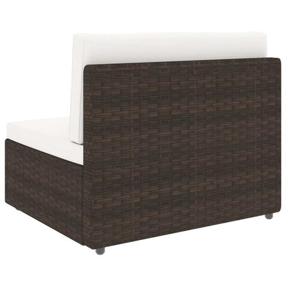 Modulaire 2-Zitsbank – Tweezitsbank – Loungesofa – Buitenbank – Woonkamerbank – Bruin – Duurzaam Poly Rattan & Hardhouten Frame – Zacht Schuimcomfort