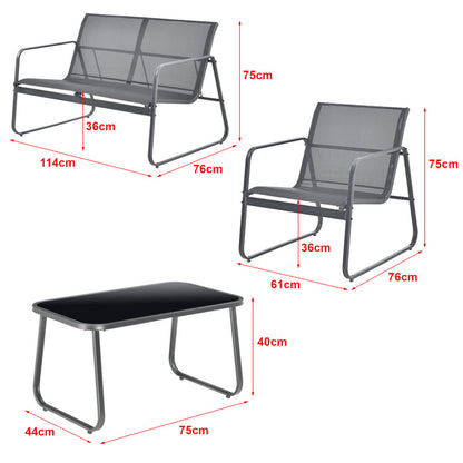 Tuinset – Tuinmeubelen – Loungeset – Balkonset – Bistroset – Gepoedercoat Stalen Frame – Glas Tafelblad