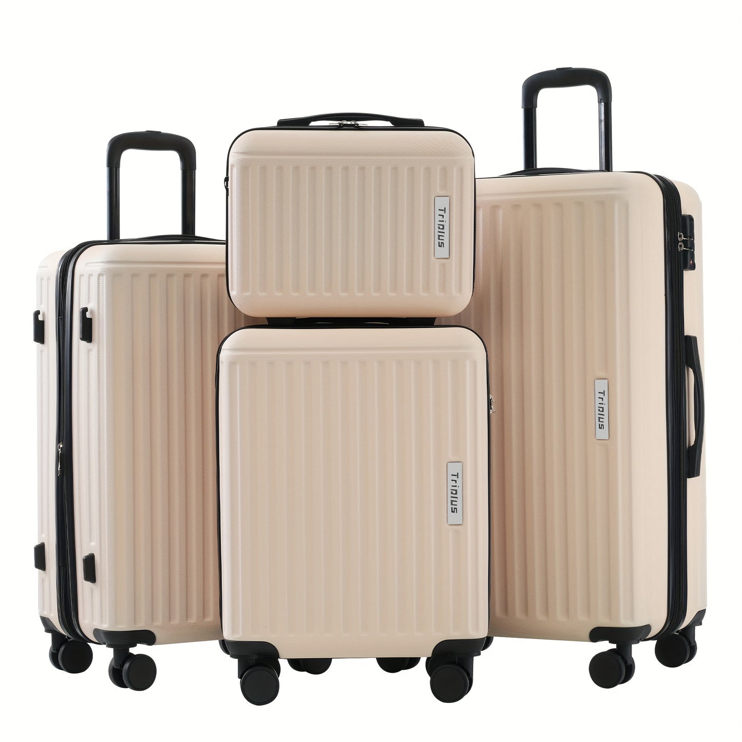 Kofferset – Reiskoffer Set – Hard-shell Koffer – Spinner Koffer – Bagage Set – Beige – 4-delige Set S-M-L-XL – ABS Materiaal – TSA Cijferslot