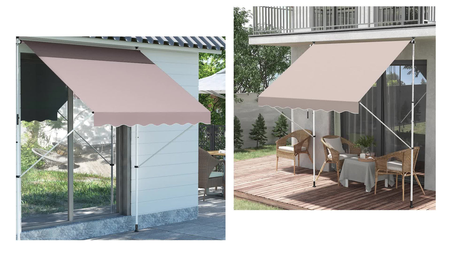Balkonluifel – Zonnescherm – Klemluifel – Zonwering – Uittrekbare Luifel – Verstelbare Hoogte – UV-Bestendig Polyester – Aluminium Frame – Beige