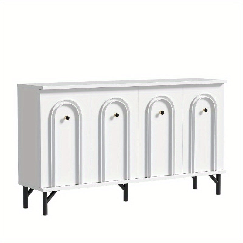 Wandkast – Sideboard – Dressoir – Opbergkast – Kast Met Deuren – 140 cm Breed – Metalen Frame & 3D Boogvormig Front