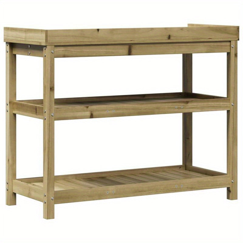 Plantentafel – Plantenstandaard – Plantenrek – Bloementafel – Bijzettafel – Bruin – Stevig Massief Dennenhout – 108x45x86,5 cm – Voor Binnen & Buiten
