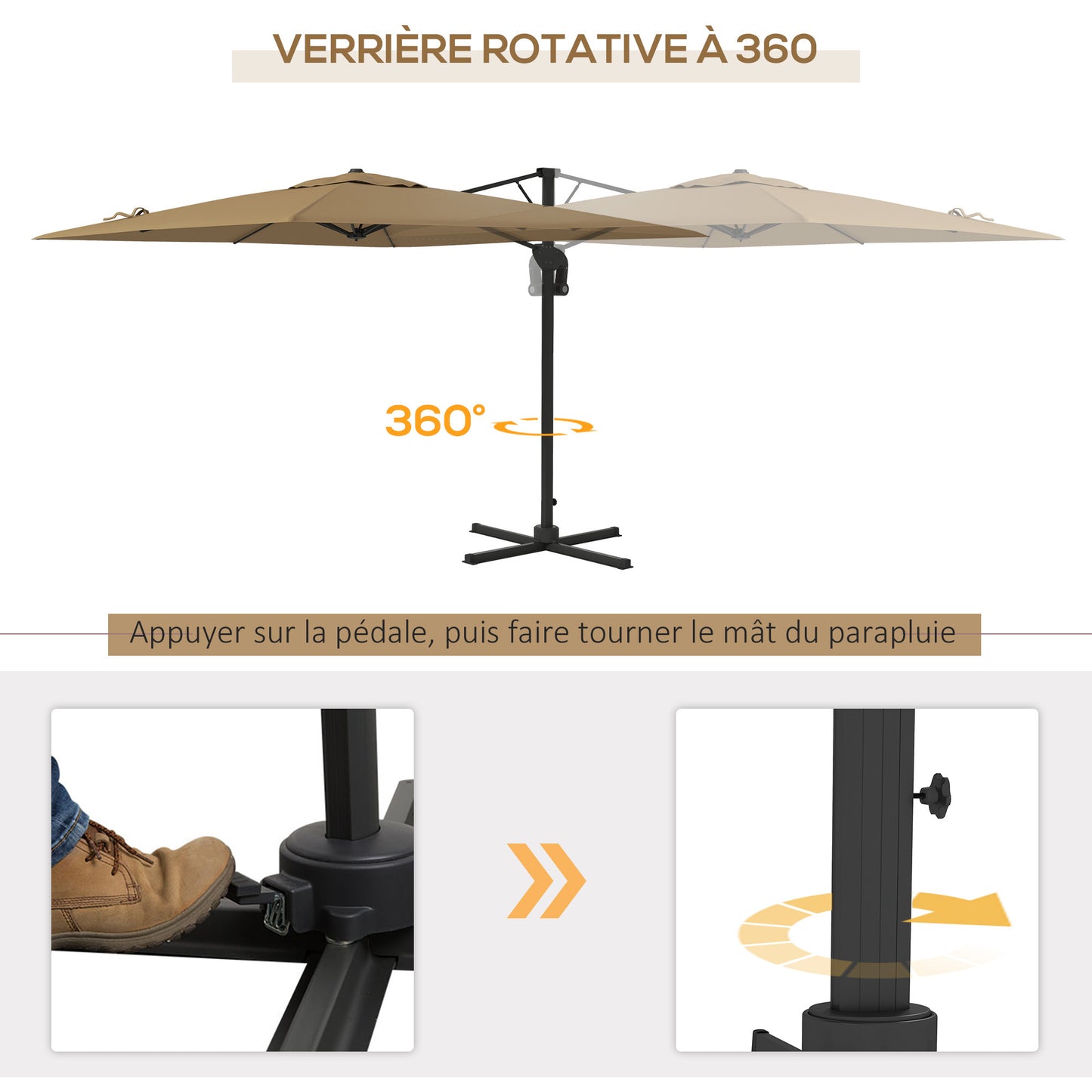 Zweefparasol – Hangparasol – Tuinparasol – Terrasparasol – Parasoldoek – 360° Draaibaar Met Hydraulisch Systeem – UV-bestendig Polyester 3x2,6m Met Aluminium Frame