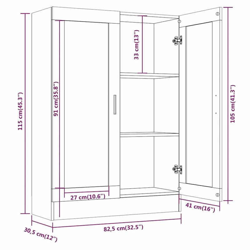 Modern Gray Sonica Wood Showcase Cabinet with Shutter Doors - Large Display Case, Particle Board, -Standing <68.58cm Height, <3.2 Cu Ft Storage for /Office - Easy Assembly (Fits Small Spaces) - Furniture
