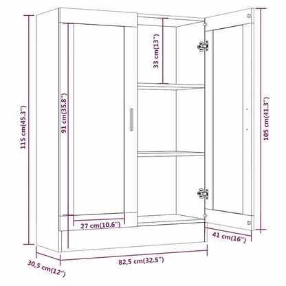 Modern Gray Sonica Wood Showcase Cabinet with Shutter Doors - Large Display Case, Particle Board, -Standing <68.58cm Height, <3.2 Cu Ft Storage for /Office - Easy Assembly (Fits Small Spaces) - Furniture