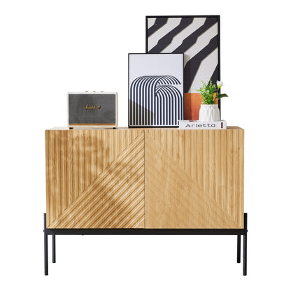 Dressoir – Sideboard – Opbergkast – Ladekast – Buffetkast – Modern – 2-Deurs – Met Metalen Poten – Houtlook – 100x75x40 cm – Duurzaam Niet-Houten Materiaal – Eenvoudige Montage