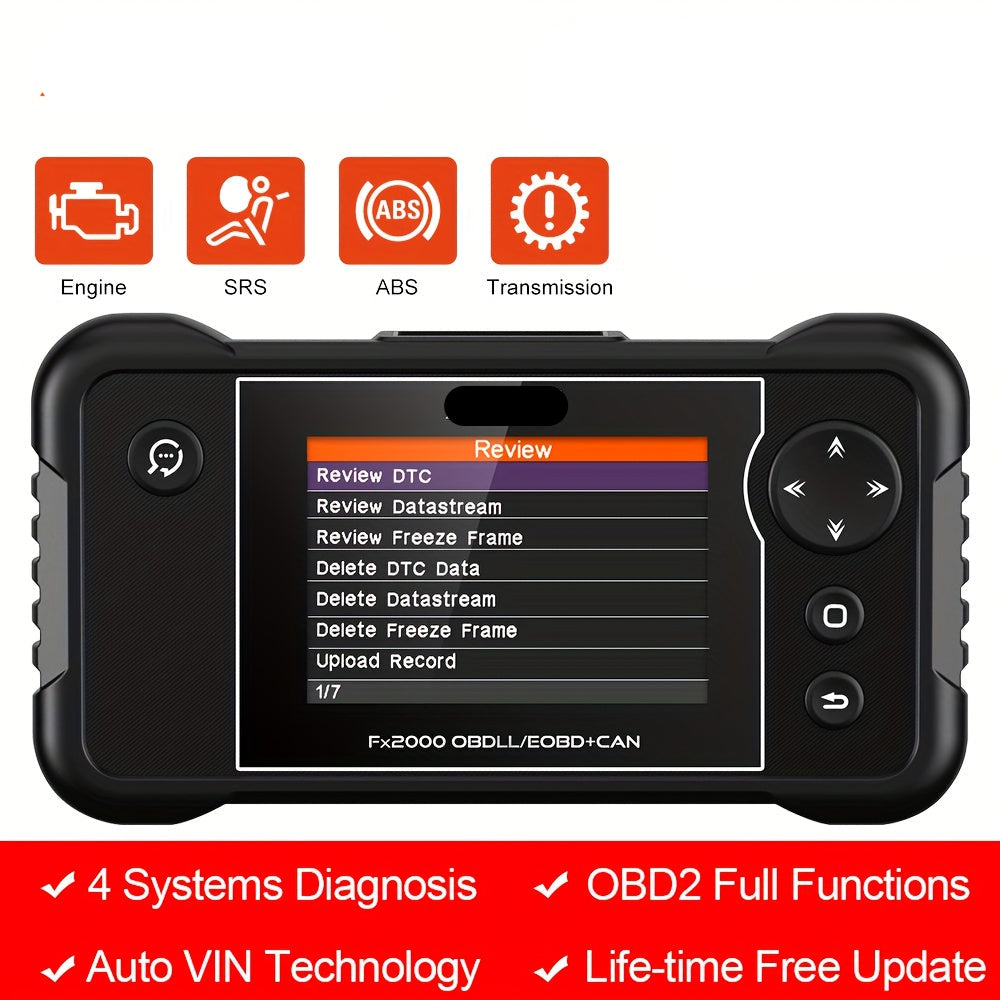 OBD2 Scanner – Auto Diagnosetool – Foutcode Lezer – Motor Scanner – ABS SRS Transmissie – 7 Resetfuncties – AutoVIN Automatische Detectie