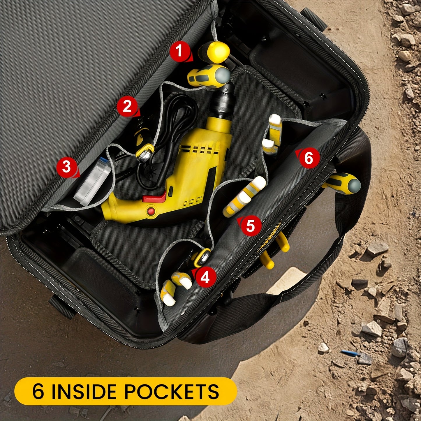 Gereedschapstas – Gereedschapskoffer – Gereedschapstrolley – Opbergtas – Werkplaatswagen – 58 Liter Inhoud – Duurzaam Polyester Met Wielen