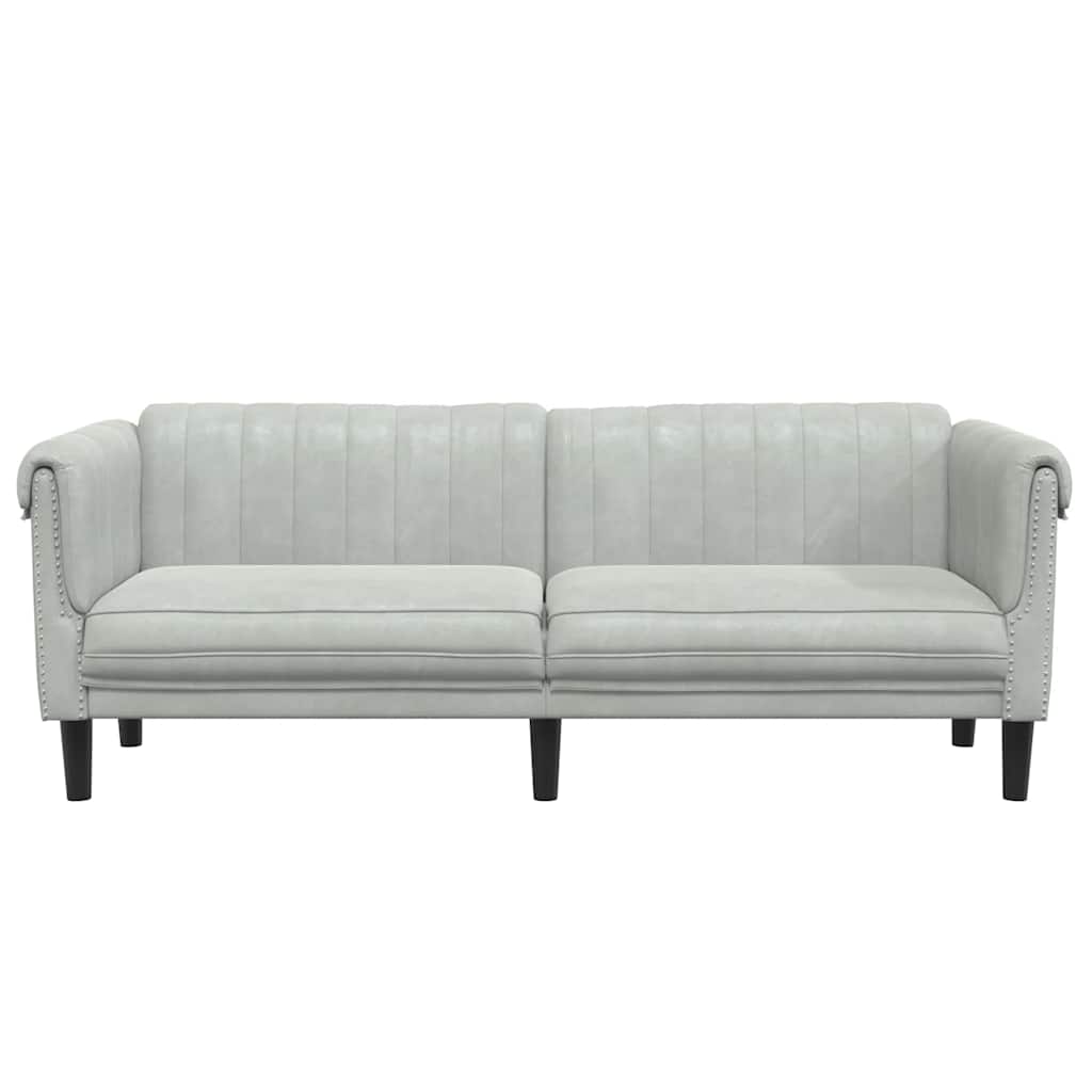 3-zitsbank – 3-zits sofa – gestoffeerde bank – zitbank – velours bank – lichtgrijs – zacht fluweel – comfortabel zitcomfort