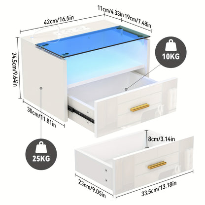 Set van 2 Wandmontage Nachtkastjes – Met Lade, 42x30x24,5 cm – Zwaart