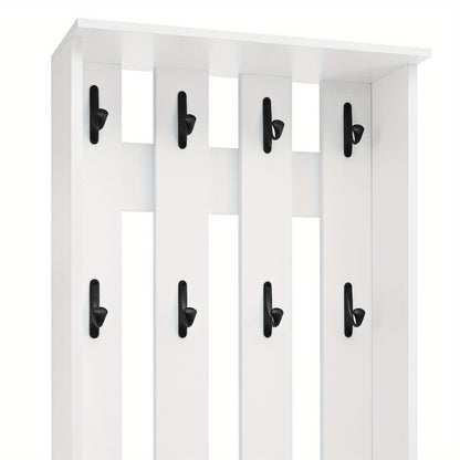 Kapstok – Staande Kapstok – Garderoberek – Schoenenbank – Schoenkast – Wit – 8 Haken – Vrijstaand 190 cm Hoog