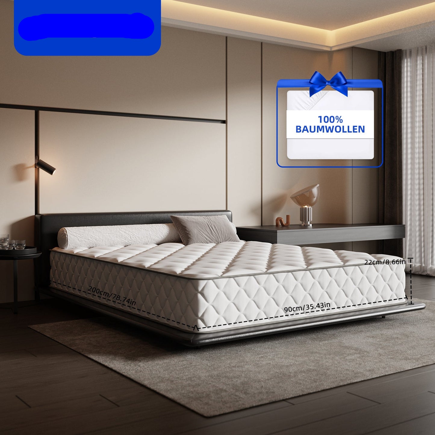 7-zones Pocketvering Matras – Matras – Slaapmatras – Traagschuim Matras – Pocketveermatras – 90x200 cm – medium comfort – ademende katoenen hoes