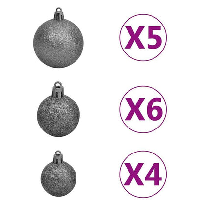 120cm Foldable Artificial Christmas Tree with White & Clear Ornaments - Full Floor Display with Sturdy Black Stand, No Assembly//, Lightweight Portable Design for Living Room, Bedroom, Entryway - Easy Storage, Modern Holiday