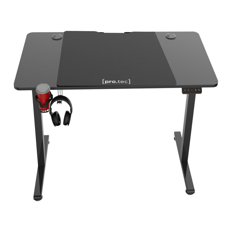 Bureaublad – Bureau – Zit-Sta Bureau – Verstelbaar Bureau – Elektrisch Verstelbaar – Hoogte 72-117 cm – XXL Muismat 120x60 cm – Zwart