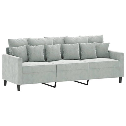 3-zits Sofa – Driezitsbank – Relaxbank – Loungesofa – Lichtgrijs – Velvet Bekleding – 180 cm Lengte – Stevig Houten Frame