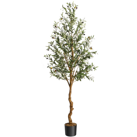 Kunstolijfbomen – Nepplanten – Kunstbomen – Sierplanten – Olijfbomen – Set Van 2 Bomen 182,88 cm – Zijdezachte Bladeren – Stabiele Betonpot
