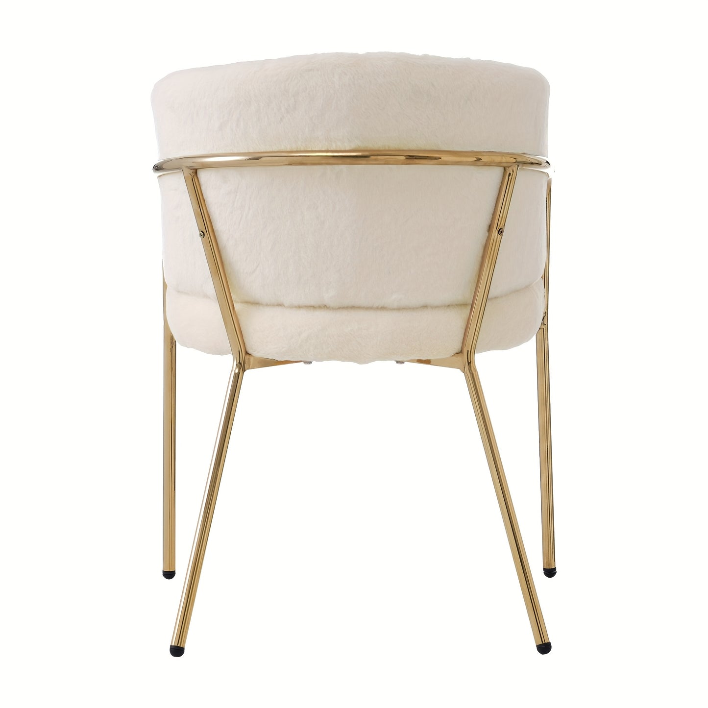 Eetkamerstoel – Fauteuil – Kuipstoel – Stoel – Draaistoel – Beige Imitatie Konijnenbont – Stevige Metalen Poten