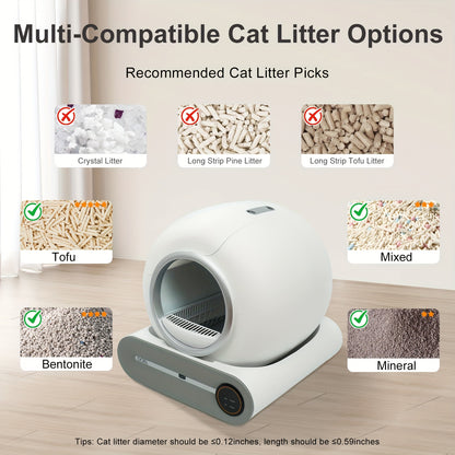 Automatische Kattenbak – Zelfreinigende Kattenbak – Elektrische Kattenbak – Slimme Kattenbak – Kattenbak Met App – 65L Grote Capaciteit – Infrarood- En Gewichtssensoren