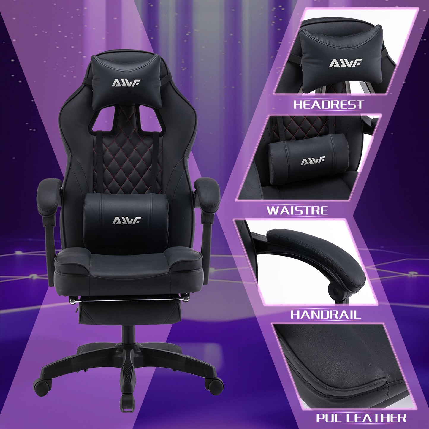 Gamingstoel – Gamestoel – Gaming Chair – Game Stoel – Bureaustoel – Ergonomisch – Verstelbare Hoogte – 360° Draaibaar – Lendensteun – Hoofdsteun