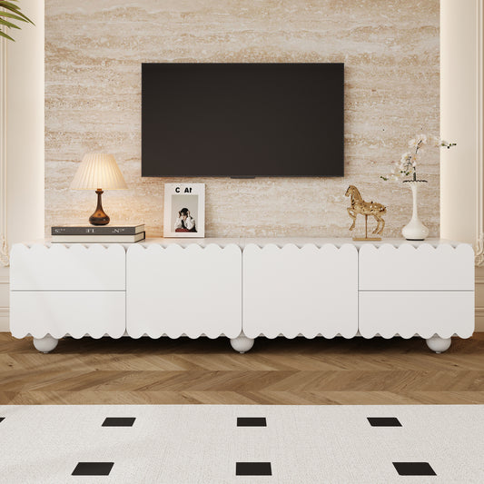 Modern White TV Cabinets, TV Stands, TV Panels, and Low-Profile TV Stands | Distinctive Designs, Metal Construction, Suitable for Various Room Storage and Decorative Needs