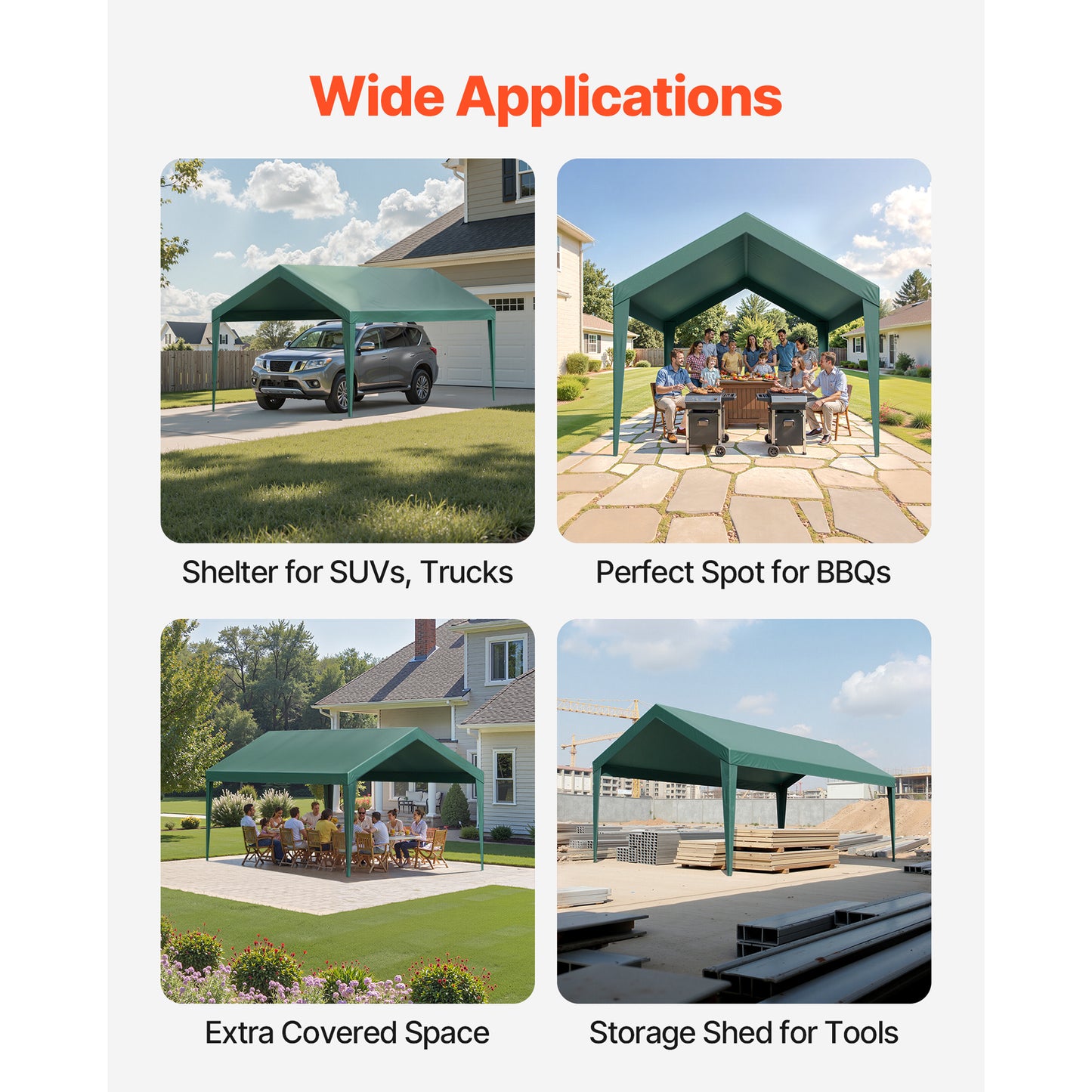 Carport Hoes – Vervangende Zeil – Carport Doek – Carport Oksel – Garage Tent Hoes – Donkergroen – 3 x 6 Meter – UV-Bestendig & Waterdicht