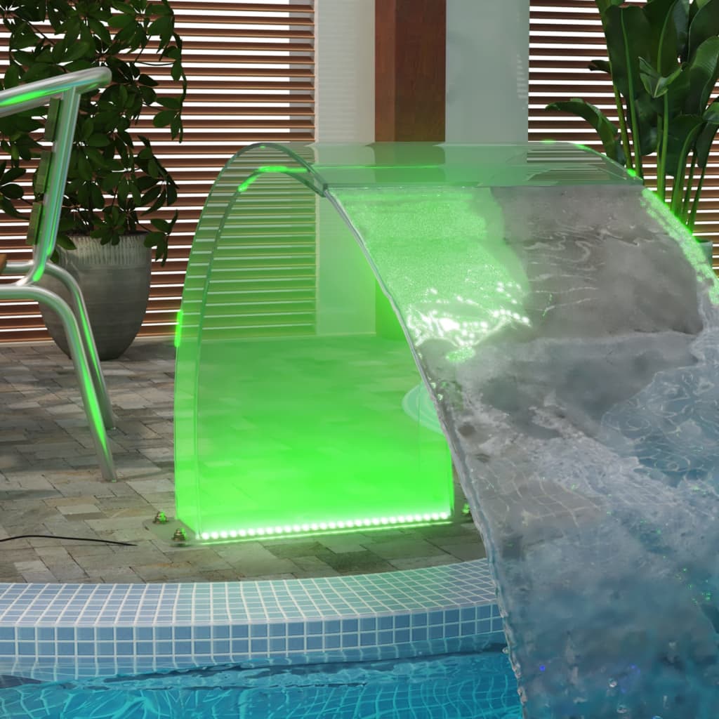 Zwembadfontein – Vijverfontein – Waterornament – Tuindecoratie – Fonteintje – Acryl 50 cm – RGB LED Verlichting