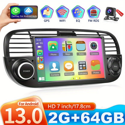 Autoradio Fiat 500 – Multimedia Autoradio – Android Auto Radio – Navigatiesysteem – Draadloze CarPlay – 7 Inch HD Touchscreen – Wireless GPS & Wifi