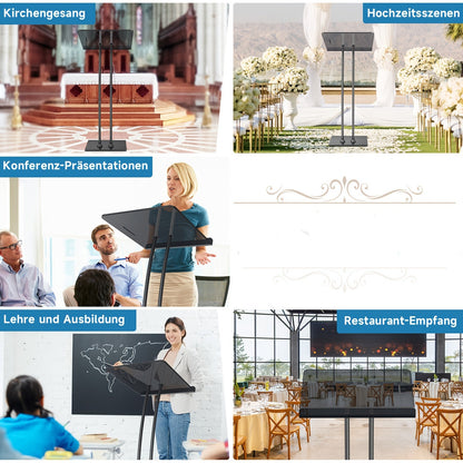 Spreekgestoelte – Podiumstandaard – Lessenaar – Lectorium – Katheder – Verstelbaar Hoogte – 10mm Acrylblad & Stevig IJzeren Onderstel