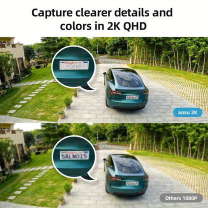 AOSU Solar Security Cameras Wireless Outdoor, 2K QHD Home Security System, Cameras Kit with 166° Ultra-Wide View, Forever Power, Spotlight Camera, 32G Local Storage, No Monthly Fee