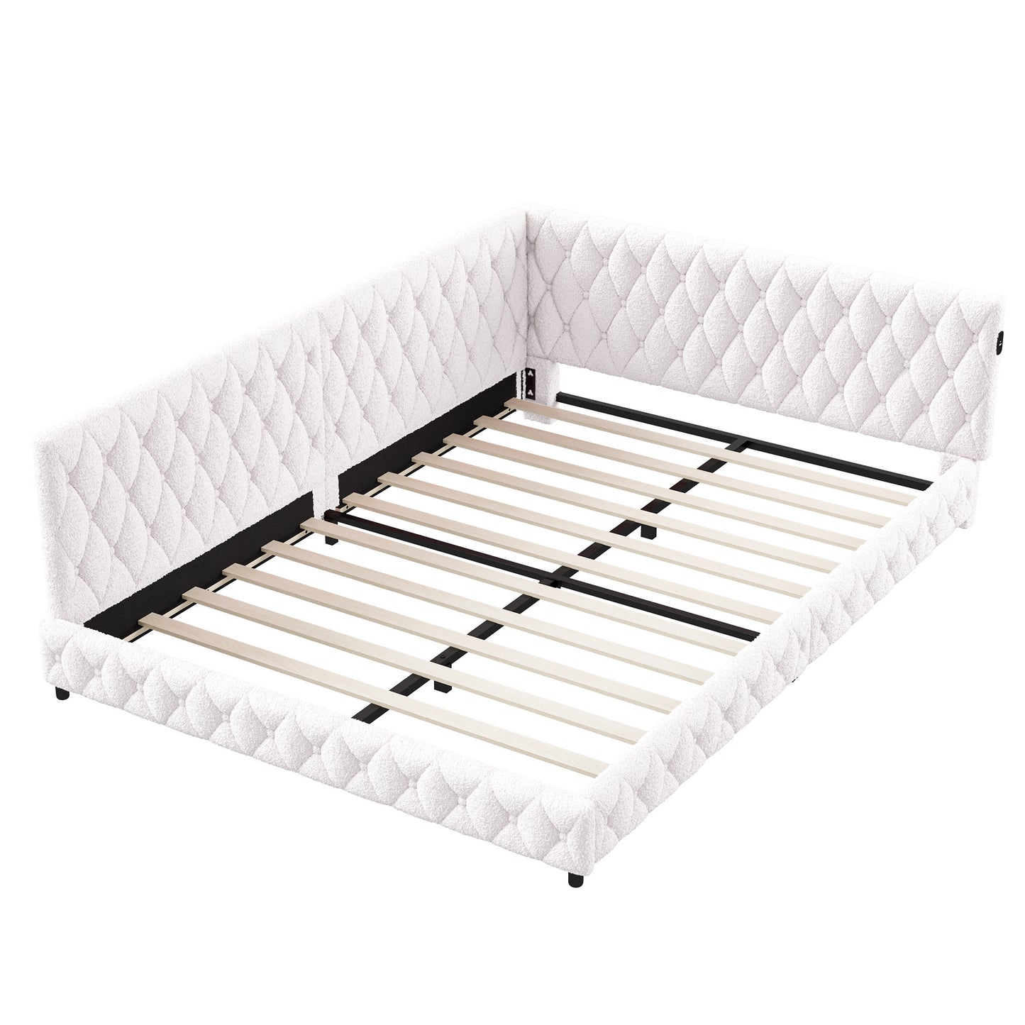 Upholstered Bed – Bedbank – Sofa Bed – Daybed – Slaapbank – Teddy Velours Stof – 140x200 cm Met Lattenbodem