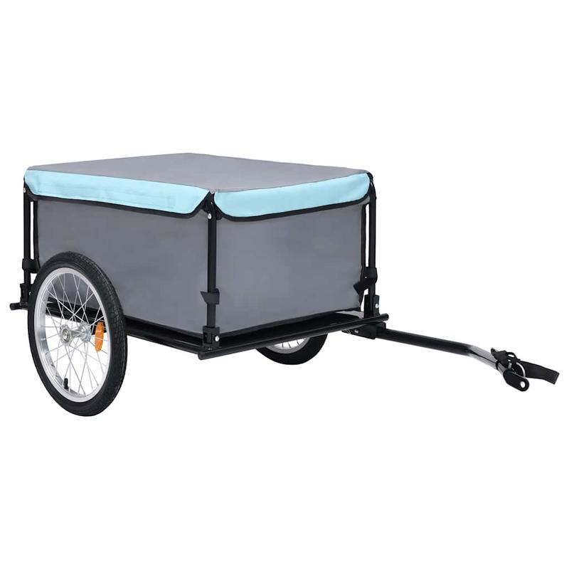 Bicycle trailer black and blue 65kg,  Bicycle Cargo, Compact Trailer, Functional Design, Durable Material, Heavyduty Build, Cargo Carrier, Transport Trailer, Commuters, Cyclists