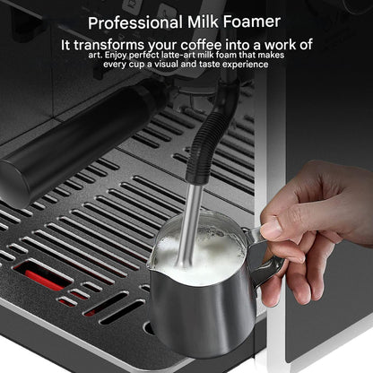 Espressomachine – Koffiemachine – Barista Machine – Koffiezetapparaat – Espresso Maker – 20 Bar Druk – 2800 W Vermogen – Ingebouwde Koffiemolen – Dubbel Verwarmingselement – RVS 2,7 L Waterreservoir