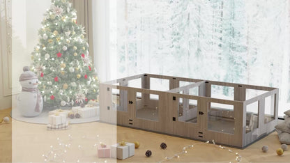 Honden Werpkist – Puppy Bench – Hondenren – Puppy Playpen – Hondenbox – Veilig Glas – Waterdichte Pad – 120x118,6x60 cm – Eenvoudig Schoon Te Maken