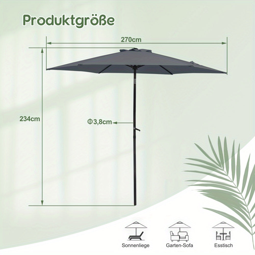 Parasol – Buitenscherm – Stokparasol – Strandparasol – Zweefparasol – Inklapbaar – Verstelbare Hoogte – Duurzaam Polyester & Metalen Frame – Rond Design – Stevige Voet