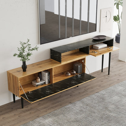Modern TV‑kast / TV‑cabinet in Wit & Hout – 180 × 50 × 38 cm – Vrijstaand Mediameubel voor Woonkamer of Studio