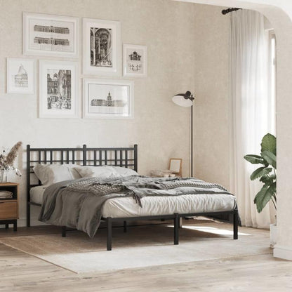 Bedframe met hoofdbord metaal zwart 140x200cm