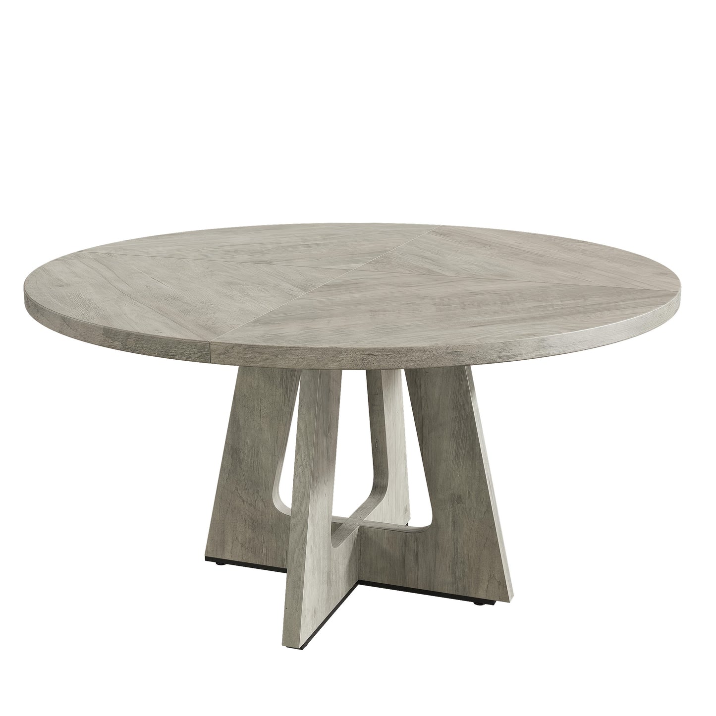 Ronde Eettafel – Eetkamertafel – Tafel Rond – Hardhouten Tafel – Eettafel Grijs – Massief Houten Tafelblad – Verstelbare Antislip Pootdoppen – 120 cm Diameter – 75 cm Hoogte – Stabiel Met Metalen Beugels