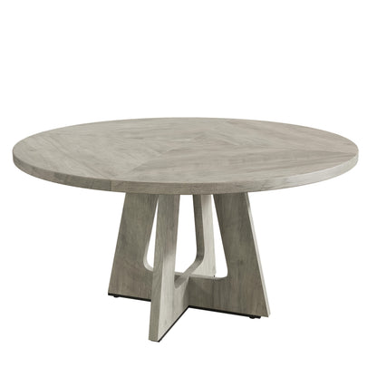 Ronde Eettafel – Eetkamertafel – Tafel Rond – Hardhouten Tafel – Eettafel Grijs – Massief Houten Tafelblad – Verstelbare Antislip Pootdoppen – 120 cm Diameter – 75 cm Hoogte – Stabiel Met Metalen Beugels