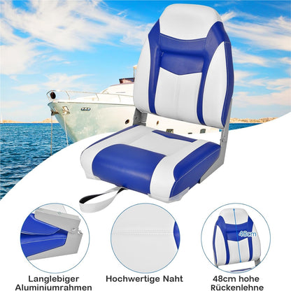 Bootstoel – Bootstoel Stoel Vouwstoel Vissersstoel – Set Van 2 – Hoge Rugleuning – 10 Cm Dikke Foamvulling – Waterafstotend PVC – Aluminium Frame