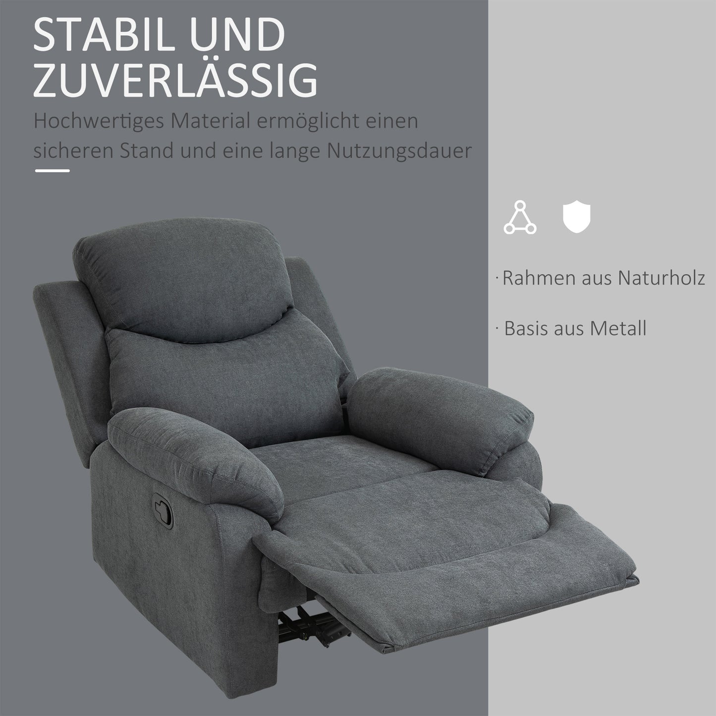 Relaxfauteuil – Fauteuil – Lounge Stoel – Sleeper Chair – TV Stoel – Ergonomisch Ontwerp – Hoogwaardig Schuim – Grijs Linnen